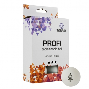 Мяч для настольного тенниса TORRES Profi 3 ×, упаковка 6 шт