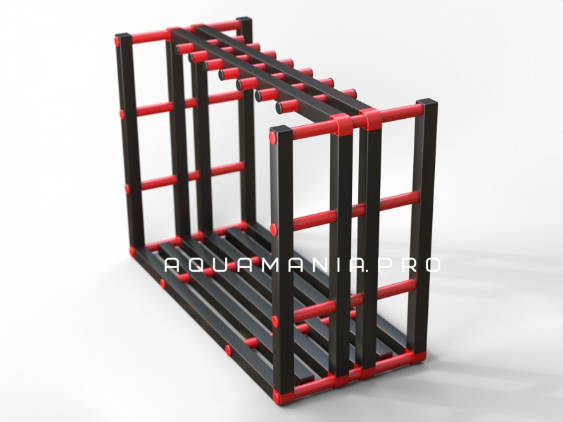 Стойка для акваинвентаря 1200х600х1000 мм чёрный/красный