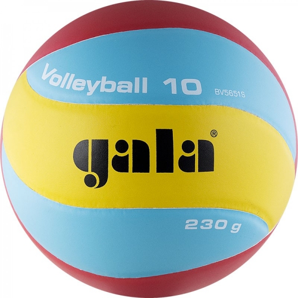 Мяч волейбольный GALA 230 Light 10, BV5651S, размер 5, синтетическая кожа ПУ, клееный, бутиловая камера, голубой-красный-желтый