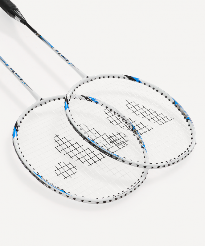Набор для бадминтона WISH Steeltec 9, 2 ракетки, 2 волана, белый/синий ЦБ-00008284
