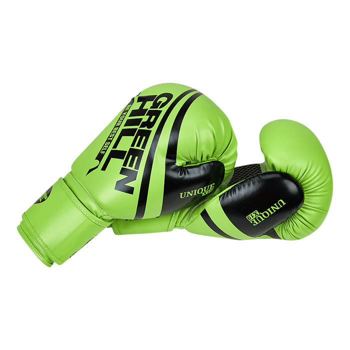 Боксерские перчатки UNIQUE зелено-черные Green Hill BGU-2308 16oz
