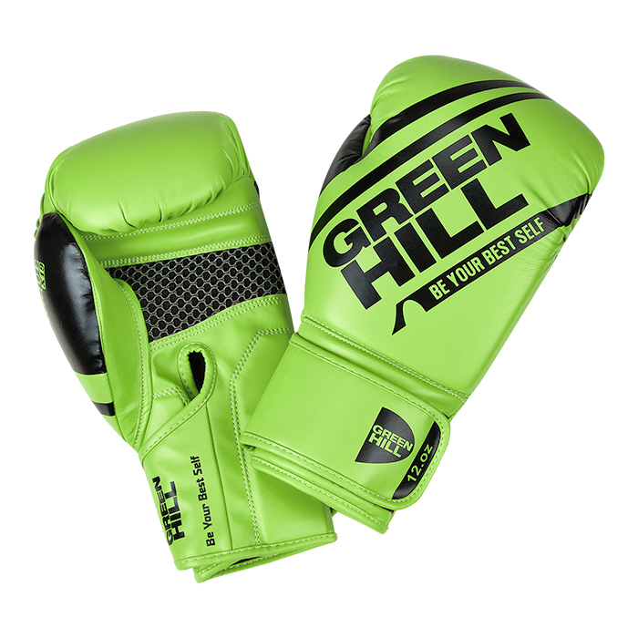Боксерские перчатки UNIQUE зелено-черные Green Hill BGU-2308 16oz