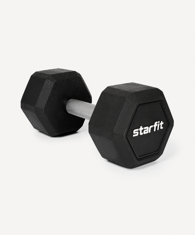 Гантель гексагональная DB-301PRO 14 кг, обрезиненная, черный, Starfit ЦБ-00003804