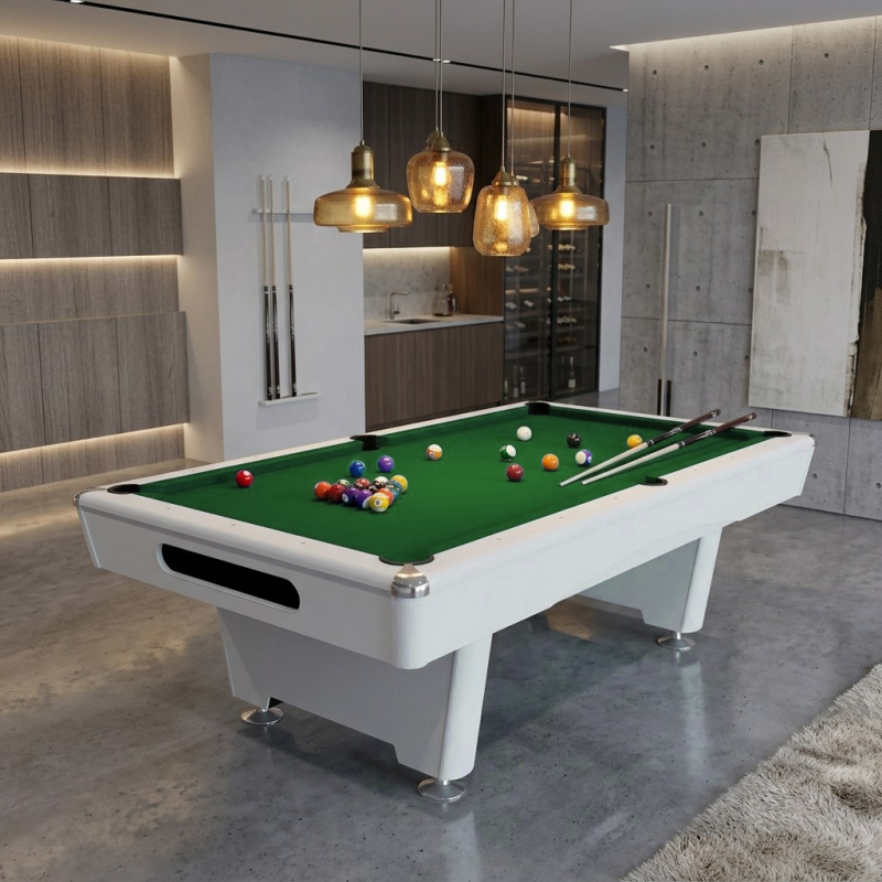 Бильярдный стол для пула Dynamic Billard "Triumph Plus" 8 футов (матово-белый) в комплекте, аксессуары и сукно