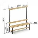 Скамейка с вешалкой для раздевалки (L=1500)
