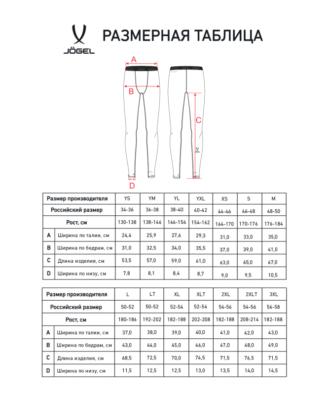 Тайтсы компрессионные JÖGEL CAMP PerFormDRY Baselayer Tights, белый, размер LT ЦБ-00004564