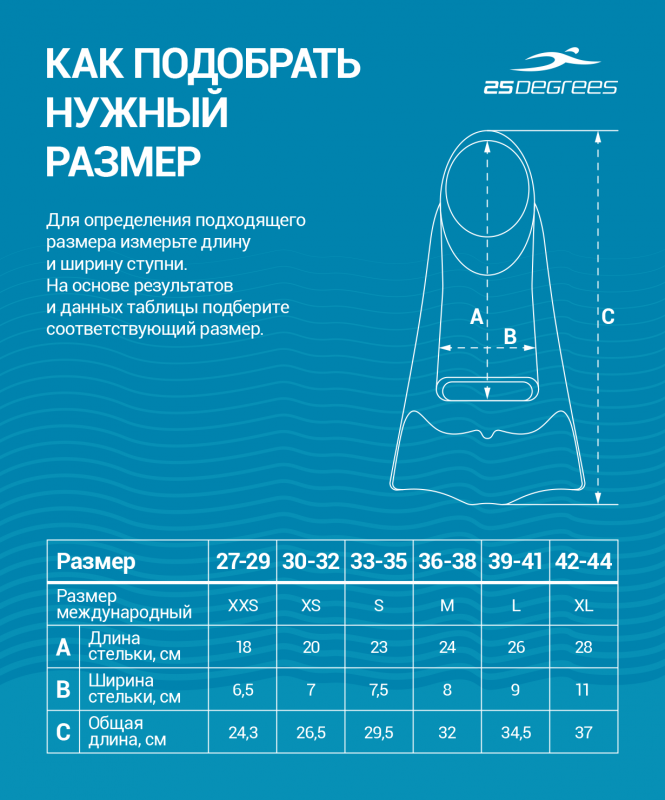 Ласты тренировочные Pooljet Navy/Blue, XXS, 25Degrees ЦБ-00002244