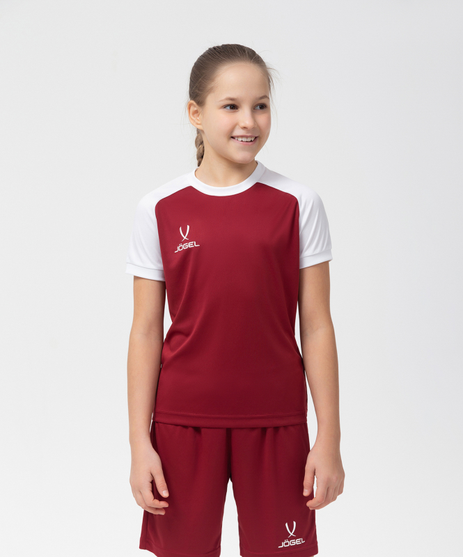 Футболка игровая CAMP Reglan Jersey, гранатовый/белый, детский, размер YXS, Jögel УТ-00016202
