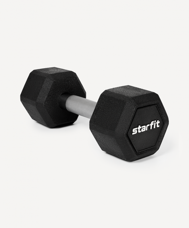 Гантель гексагональная DB-301PRO 8 кг, обрезиненная, черный, Starfit ЦБ-00003801