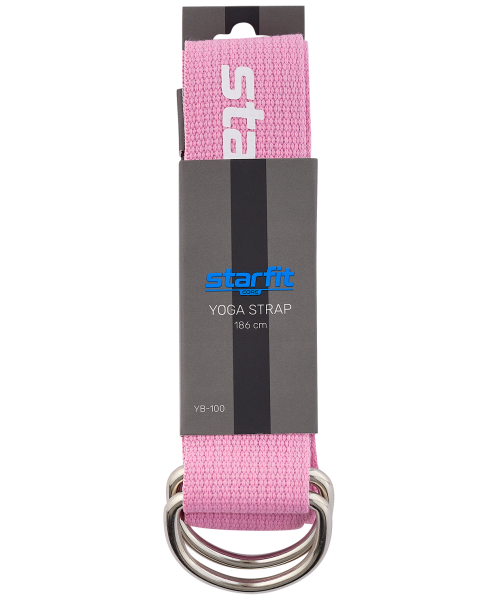 Ремень для йоги YB-100 183 см, хлопок, розовый пастель, Starfit