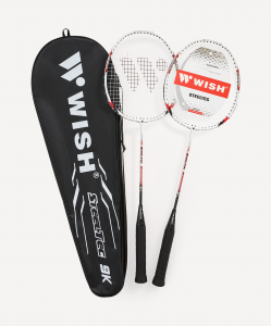 Набор для бадминтона WISH Steeltec 9, 2 ракетки, белый/красный ЦБ-00008283