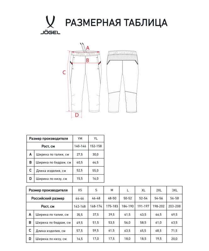 Брюки тренировочные DIVISION PerFormDRY Pro Training Pants 3/4, черный, размер YL, Jögel ЦБ-00001836