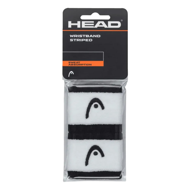 Напульсники HEAD 2.5" stripped, 285865-BKWH, ширина 7см, 90% нейлон, 10% эластан, пара, бело-черный