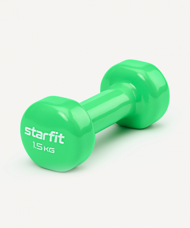 Гантель виниловая STARFIT DB-101 1.5 кг, зеленый ЦБ-00001447