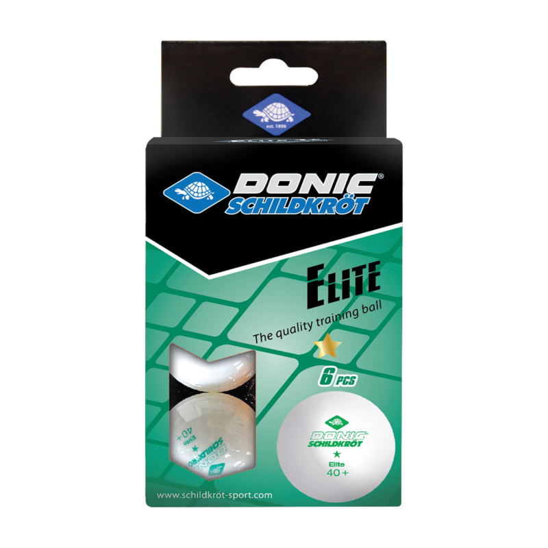 Мячики для н/тенниса DONIC ELITE 1* 40+, 6 штук, белый