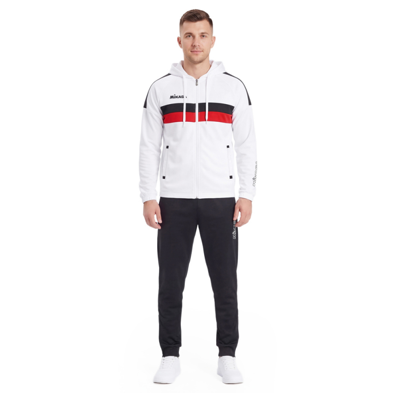 Костюм спорт. муж. с капюш. MIKASA MT550/701-078-3XL, размер 3XL, 100% полиэстер, бело-черно-красный