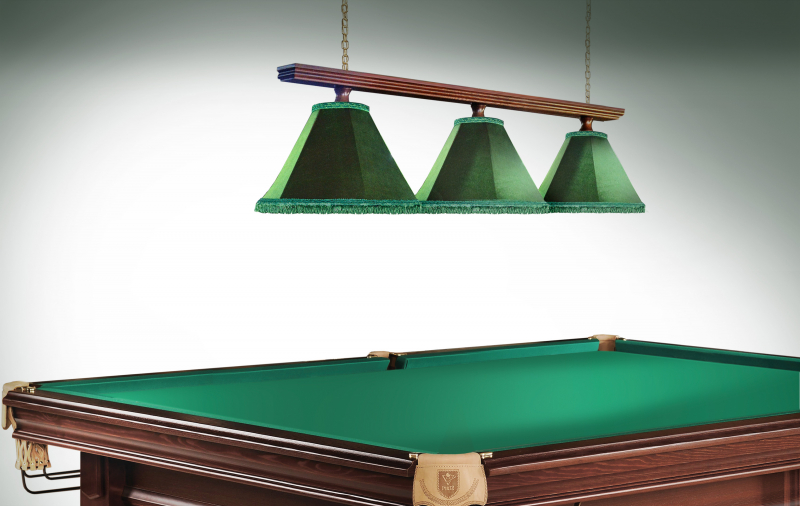 Лампа Классика 1 3 пл. сосна (№4, бархат зеленый, бахрома зеленая, фурнитура золото)