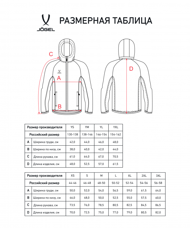 Худи на молнии ESSENTIAL Athlete Hooded FZ Jacket, красный, Jögel ЦБ-00003271