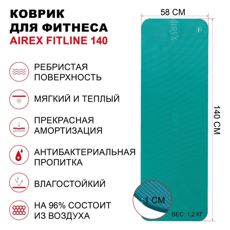 Koвpик гимнacтичecкий AIREX FITLINE-140 морская волна