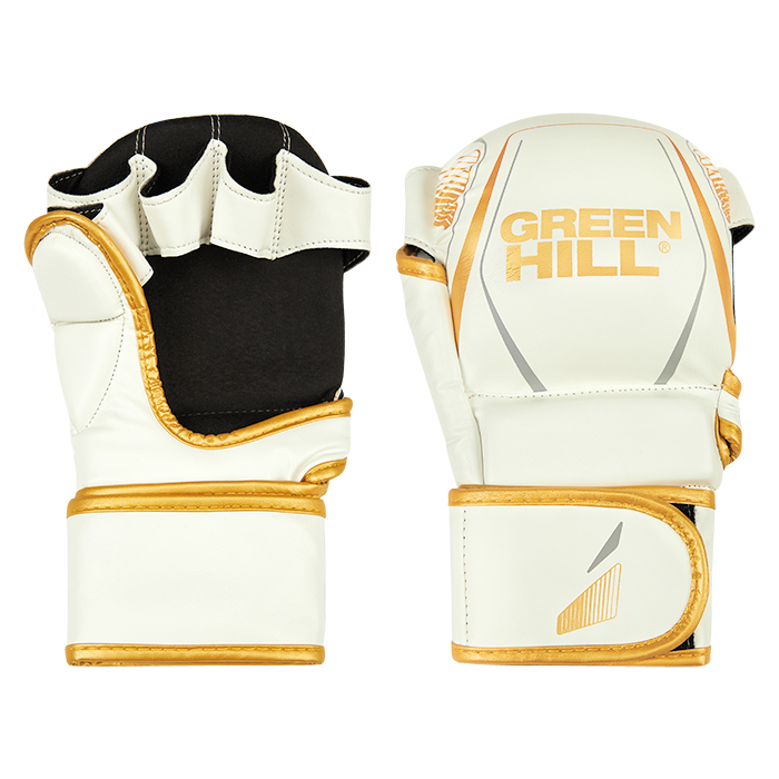 Гибридные перчатки для MMA бело-золотые Green Hill MMI-603GH L