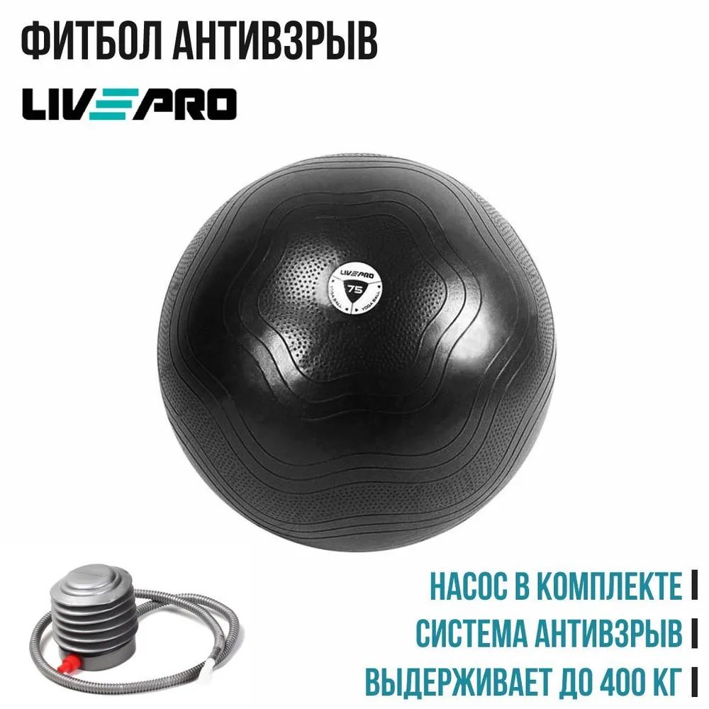 Купить Гимнастический мяч LIVEPRO Anti-Burst Core Ball 75 см по низкой цене  из каталога Фитболы LIVEPRO интернет магазина Дельта-Фитнес.ру