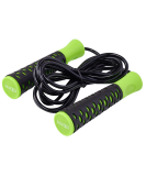 Скакалка RP-103 PVC, с нескользящей ручкой, 3.05 м, черный/зеленый, BASEFIT УТ-00019771