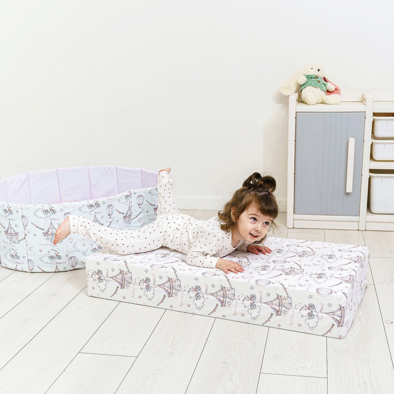 Мат (мягкий щит) принт Romana 1000*1000*100, в 2 сложения (Пингвины)