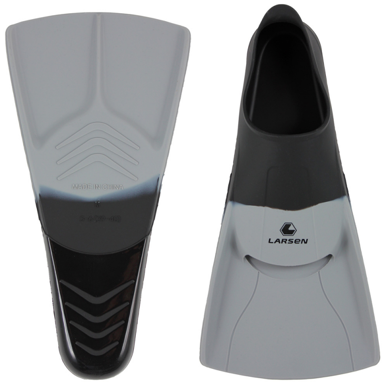 Ласты укороченные Larsen 6985 серый/черный (силикон)