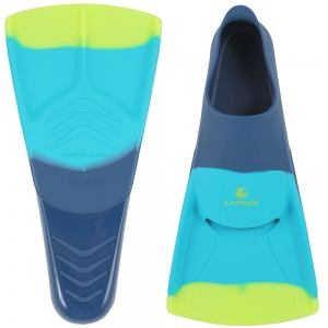Ласты укороченные Larsen 6985 синий/голубой/салатовый (силикон)