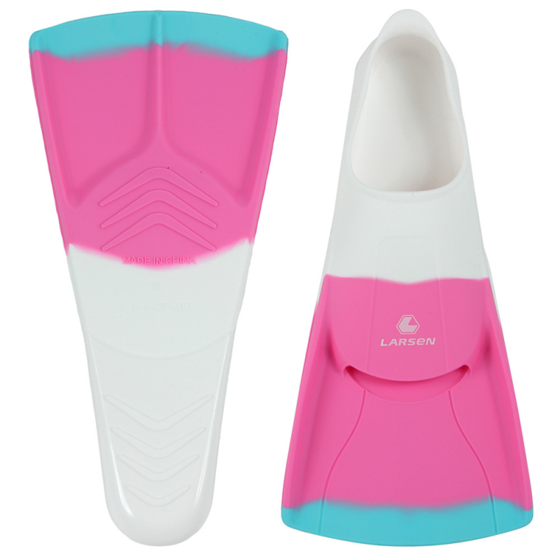Ласты укороченные Larsen 6985 белый/розовый (силикон)