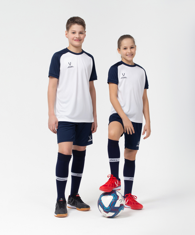 Футболка игровая CAMP Reglan Jersey, белый/темно-синий, детский, размер XS, Jögel УТ-00016197