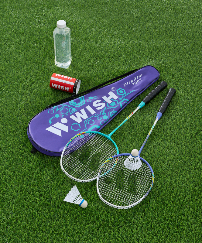 Набор для бадминтона WISH Firestar 780, 2 ракетки, 2 волана, голубой/фиолетовый ЦБ-00008285