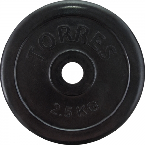 Диск обрезин. TORRES 2.5 кг, PL50692, d.25мм, металл в резиновой оболочке, черный