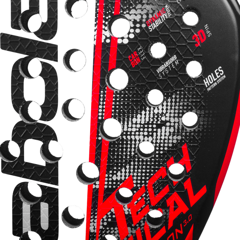 Ракетка для падела BABOLAT Technical Veron 3.0, 150183, для продв.игр., стекловолокно, черно-красный