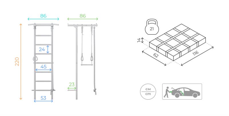 Комплекс «Шведская стенка ROMANA S1» (Pastel)