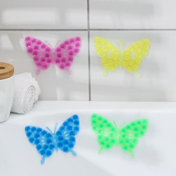 Мини-коврик для ванны «Ажурная бабочка», 9×11,5 см., цвет МИКС