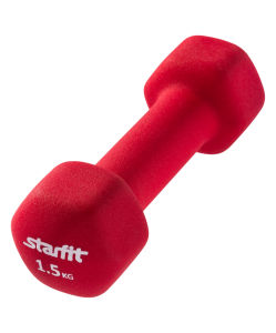 Гантель неопреновая DB-201 1,5 кг, насыщенная красная, Starfit