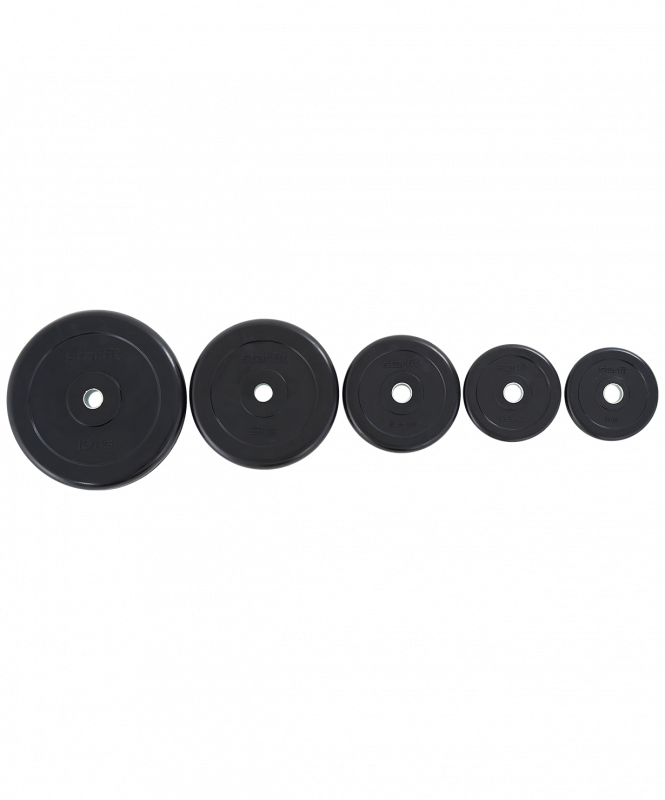 Диск обрезиненный BB-202 d=26 мм, стальная втулка, черный, 1.25 кг, Starfit УТ-00018804