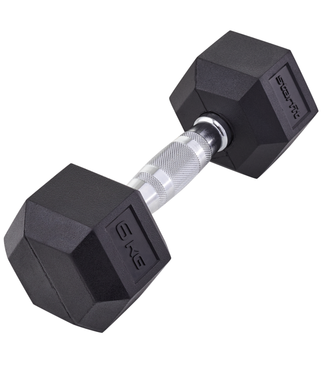 Гантель гексагональная DB-301 6 кг, обрезиненная, черный, Starfit