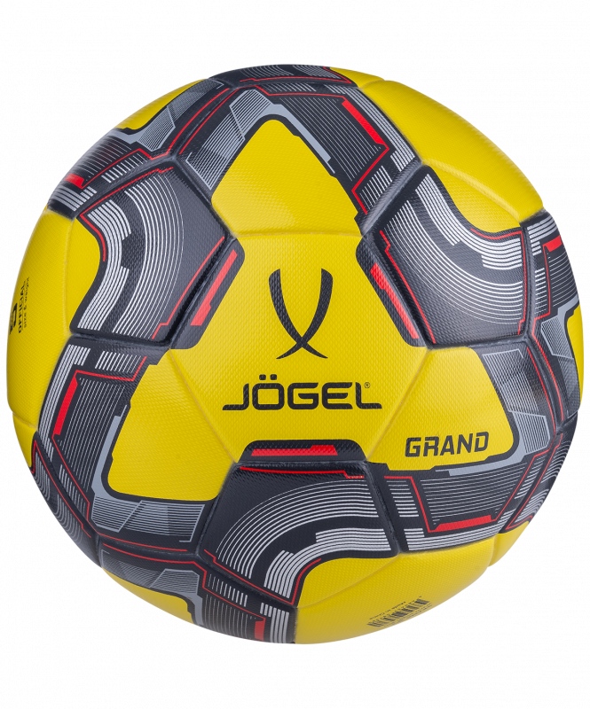 Мяч футбольный Grand №5, желтый/серый/красный, Jögel ЦБ-00002658