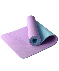 Коврик для йоги и фитнеса FM-201, TPE, 183x61x0,6 см, фиолетовый пастель/синий пастель, Starfit
