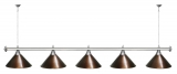 Лампа STARTBILLIARDS 5 пл. (плафоны зеленые, штанга золотая, фурнитура золото)