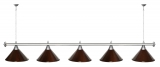 Лампа STARTBILLIARDS 5 пл. (плафоны зеленые, штанга золотая, фурнитура золото)