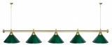 Лампа STARTBILLIARDS 5 пл. (плафоны зеленые, штанга золотая, фурнитура золото)