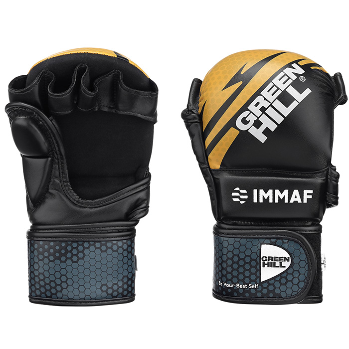Перчатки MMA IMMAF approved черно-золотистые Green Hill MMI-602 XXXL