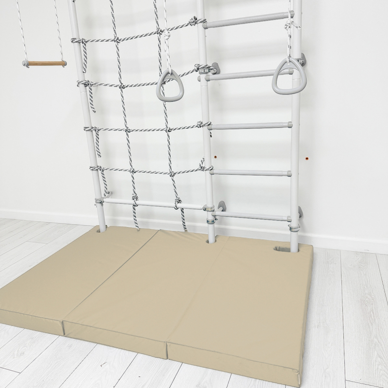 Мат с прорезями для шведской стенки (мягкий щит) Romana 1500*1000*80, в 3 сложения (бежевый)