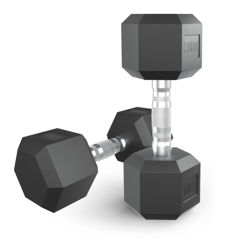 Гантель гексагональная UNIX Fit обрезиненная 10 кг, 2 шт DBHEX10x2
