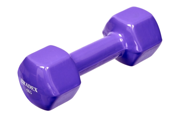 Гантель обрезиненная, фиолетовая 4 кг BRADEX SF 0537