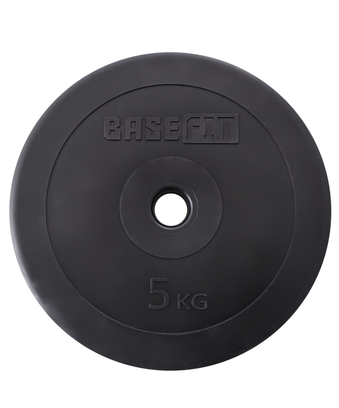 Диск пластиковый BB-203 5 кг, d=26 мм, черный, BASEFIT