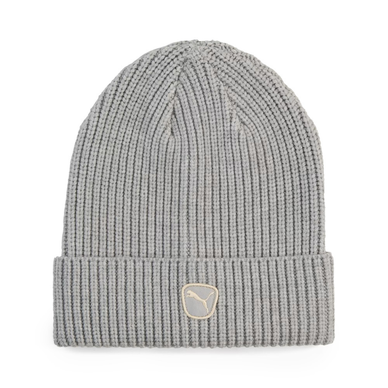 Шапка PUMA Cat Patch Mid Crown Beanie, 02735602, 100% полиэстер, серый